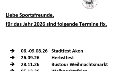 Feste Termine für 2026