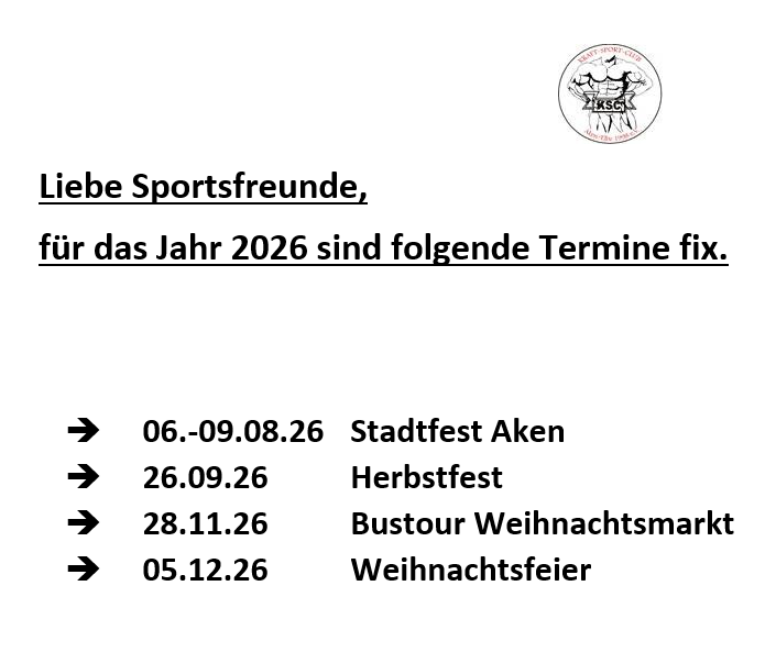 Feste Termine für 2026